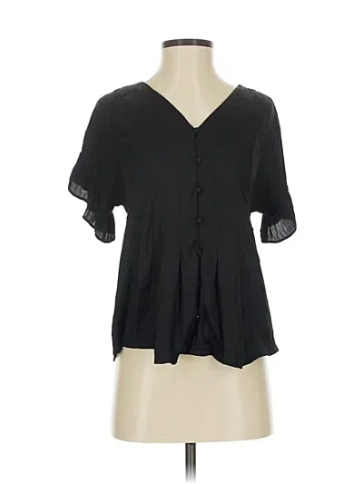 Pre-owned Left Coast By Dolan Short Sleeve Blouse In Black