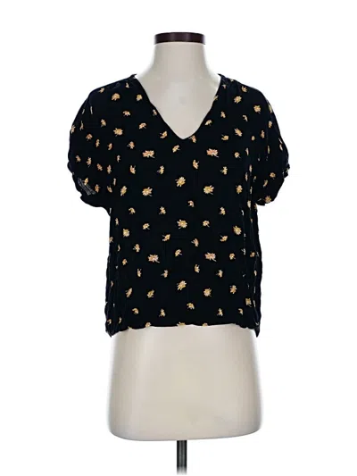 Pre-owned Madewell Short Sleeve Blouse In Black