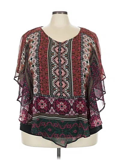 Pre-owned Westport 3/4 Sleeve Blouse In Burgundy