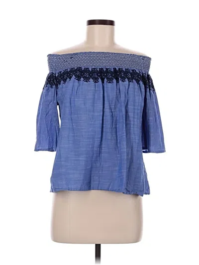 Pre-owned Gap 3/4 Sleeve Blouse In Blue