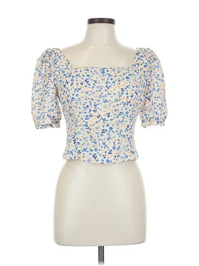 Pre-owned Favorite Daughter Short Sleeve Top Blue Sweetheart Neckline Tops