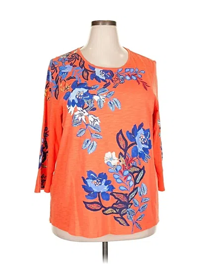 Pre-owned Chico's 3/4 Sleeve T-shirt In Orange