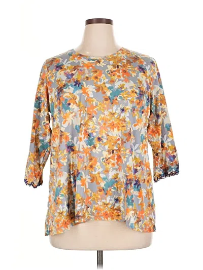 Pre-owned Logo By Lori Goldstein 3/4 Sleeve T-shirt In Orange