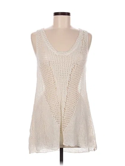 Pre-owned Cabi Sleeveless Top Ivory Plunge Neckline Tops In White
