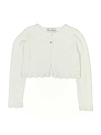 Pre-owned Tartine Et Chocolat Kids' Cardigan Sweater In White