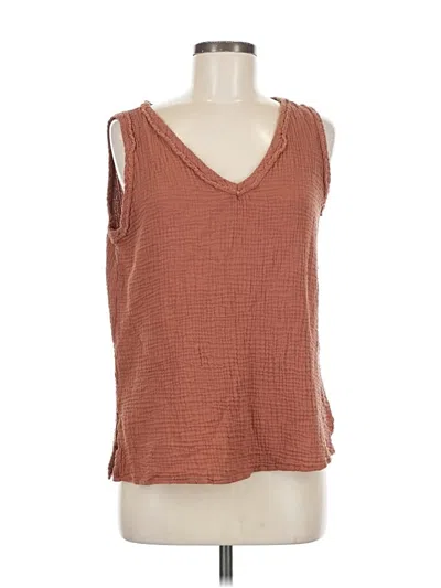 Pre-owned Aemi + Co Sleeveless Top Brown V Neck Tops