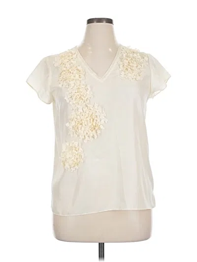 Pre-owned Talbots Short Sleeve Blouse In White