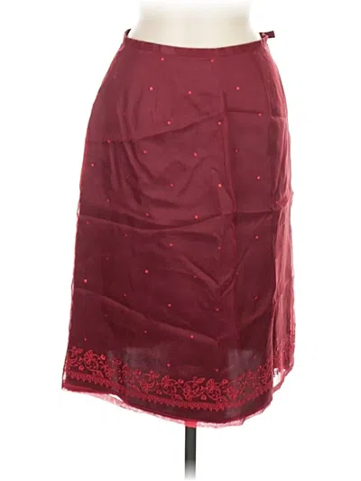Pre-owned Emma James Silk Skirt In Burgundy