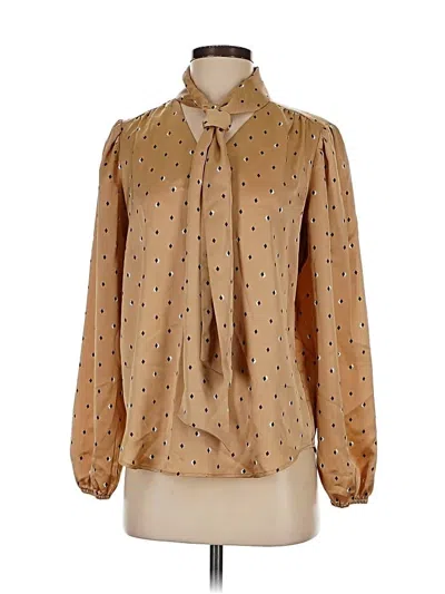 Pre-owned Ann Taylor Long Sleeve Blouse In Gold
