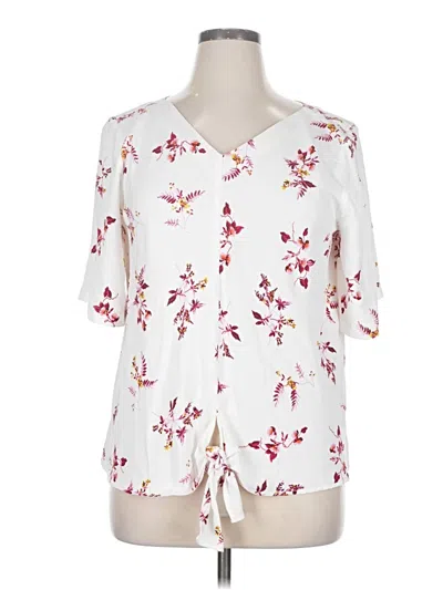 Pre-owned Ann Taylor Short Sleeve Blouse In White