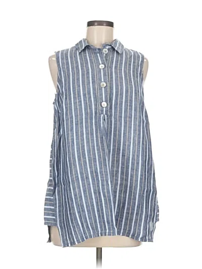 Pre-owned Jjill Sleeveless Button Down Shirt In Blue