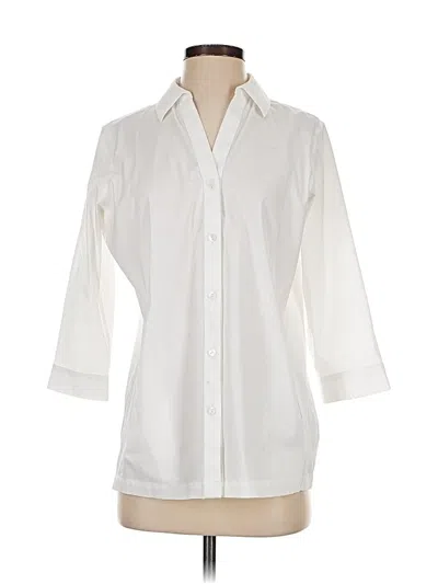 Pre-owned Foxcroft 3/4 Sleeve Button Down Shirt In White