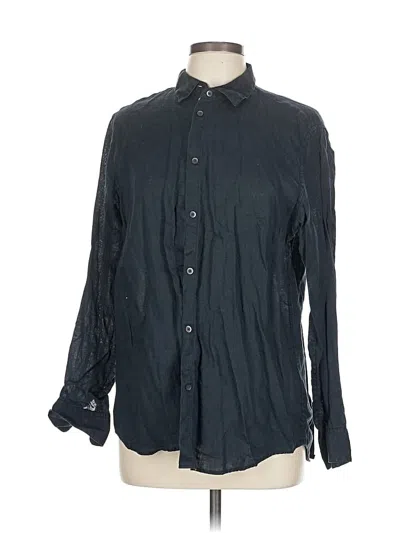 Pre-owned Uniqlo Long Sleeve Button Down Shirt In Blue