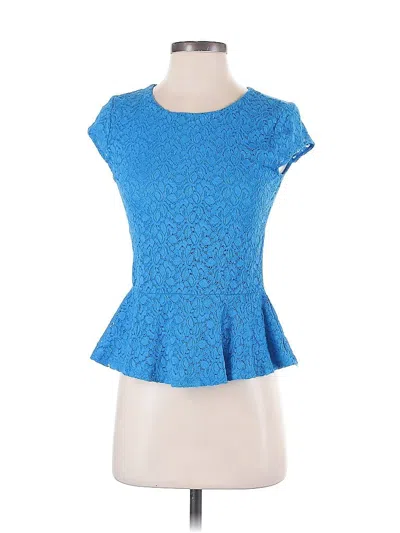 Pre-owned Vince Camuto Short Sleeve Top Blue Sweetheart Neckline Tops