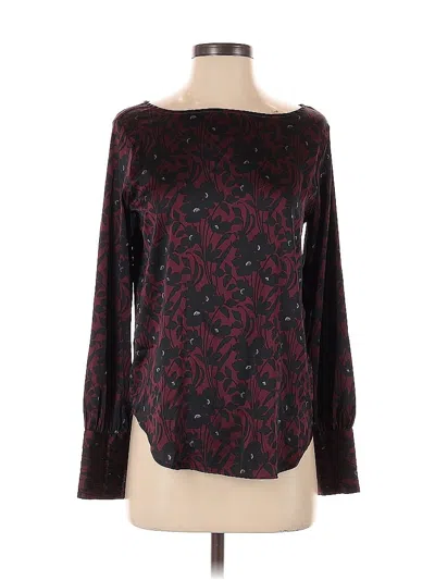 Pre-owned Ann Taylor Long Sleeve Blouse In Burgundy