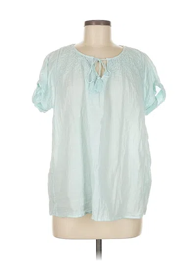 Pre-owned Gap Outlet Short Sleeve Blouse In Blue