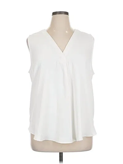 Pre-owned Ann Taylor Sleeveless Blouse In White