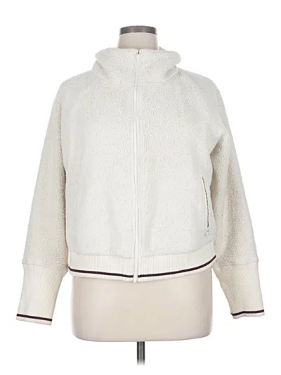 Pre-owned Athleta Fleece Jacket In White