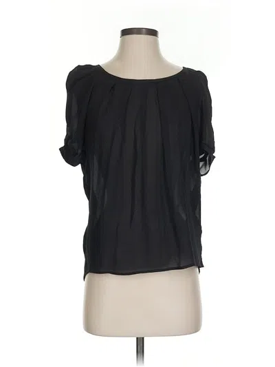 Pre-owned Joie Short Sleeve Silk Top Black Keyhole Neckline Tops