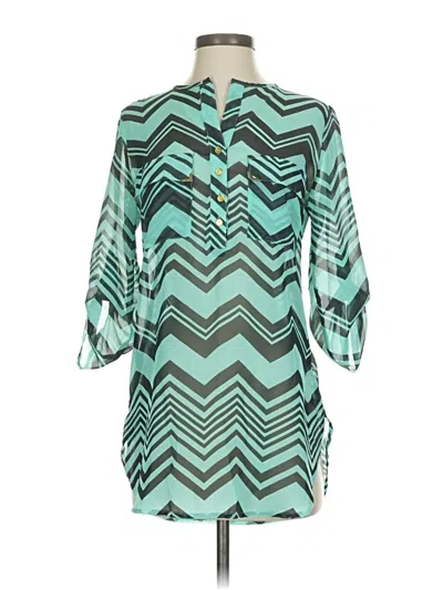 Pre-owned Wishful Park 3/4 Sleeve Blouse In Blue