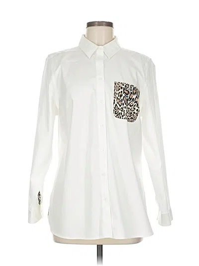 Pre-owned Chico's Long Sleeve Button Down Shirt In White