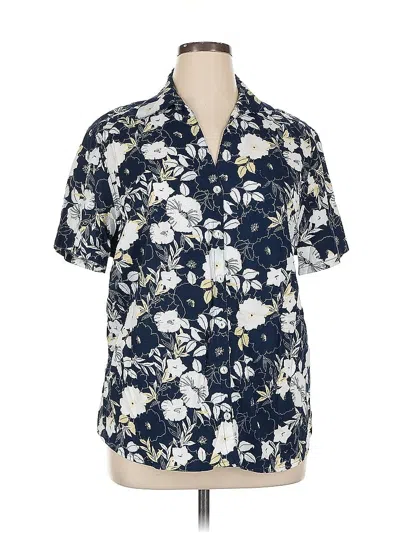 Pre-owned Gloria Vanderbilt Short Sleeve Blouse In Blue