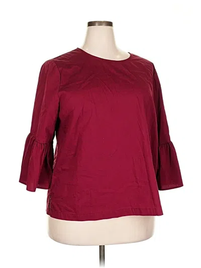 Pre-owned Marled By Reunited 3/4 Sleeve Top Burgundy Boatneck Tops