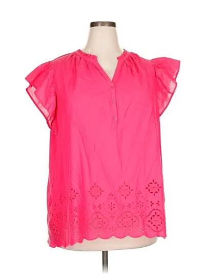 Pre-owned Lane Bryant Short Sleeve Blouse In Pink