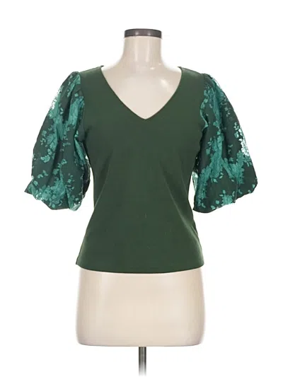 Pre-owned Left Coast By Dolan Short Sleeve Top Green Sweetheart Neckline Tops