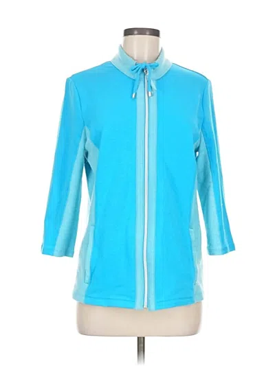 Pre-owned Weekends By Chico's Cardigan Sweater In Blue