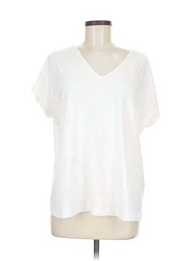 Pre-owned Jjill Short Sleeve Top White V Neck Tops