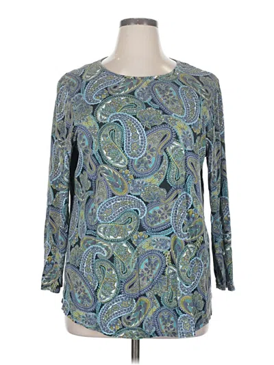 Pre-owned Jjill 3/4 Sleeve Top Teal Boatneck Tops In Blue