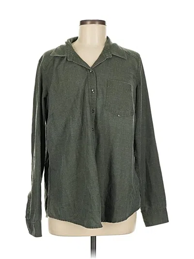 Pre-owned Torrid Long Sleeve Button Down Shirt In Green