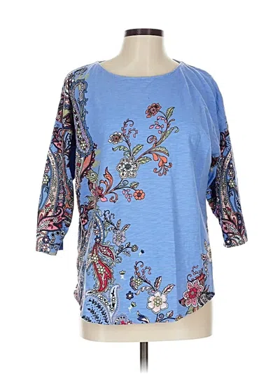 Pre-owned Chico's 3/4 Sleeve T-shirt In Blue