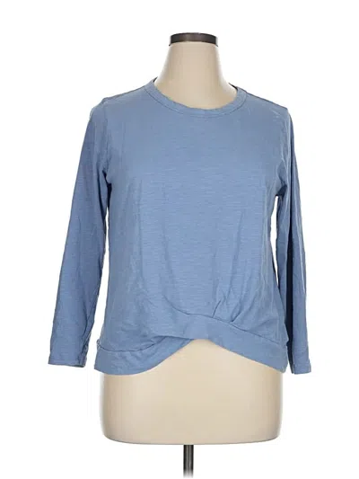 Pre-owned Rafaella 3/4 Sleeve Top Blue Crew Neck Tops