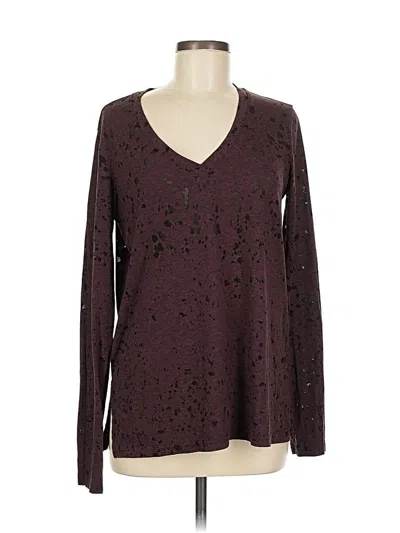Pre-owned Michael Stars Long Sleeve Top Burgundy V Neck Tops