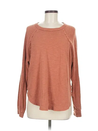 Pre-owned Pilcro By Anthropologie Long Sleeve Top Brown Crew Neck Tops