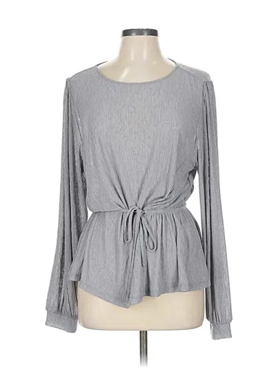 Banana Republic Factory Store Long Sleeve Top Gray Keyhole Neckline Tops In Gray