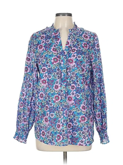 Pre-owned Talbots Long Sleeve Blouse In Blue