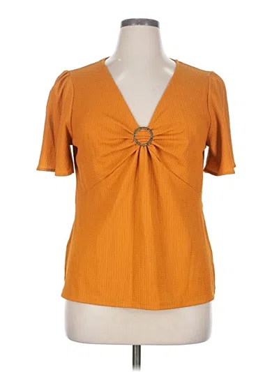 Pre-owned Michael Michael Kors Short Sleeve Top Orange Sweetheart Neckline Tops