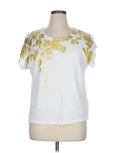 Pre-owned Emily Daniels Short Sleeve Top Silver Crew Neck Tops