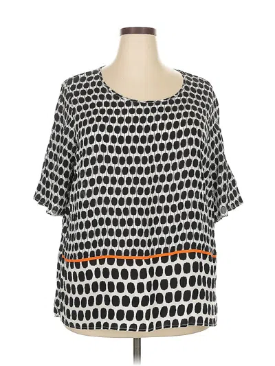 Pre-owned Persona By Marina Rinaldi Short Sleeve Blouse In Black