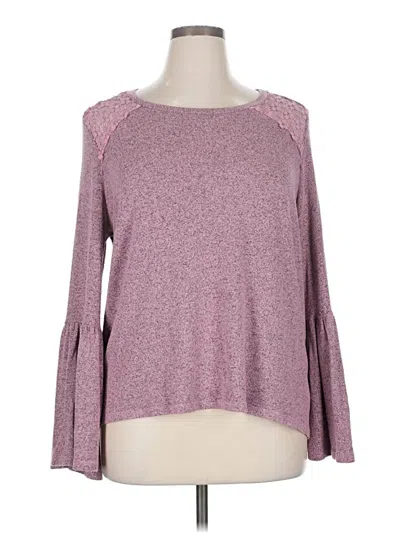 Pre-owned Liz Claiborne Long Sleeve Top Pink Boatneck Tops