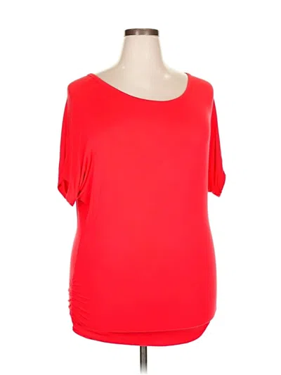 Pre-owned Made By Johnny Short Sleeve Top Red Cold Shoulder Neckline Tops