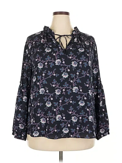 Pre-owned Ann Taylor Loft 3/4 Sleeve Blouse In Black