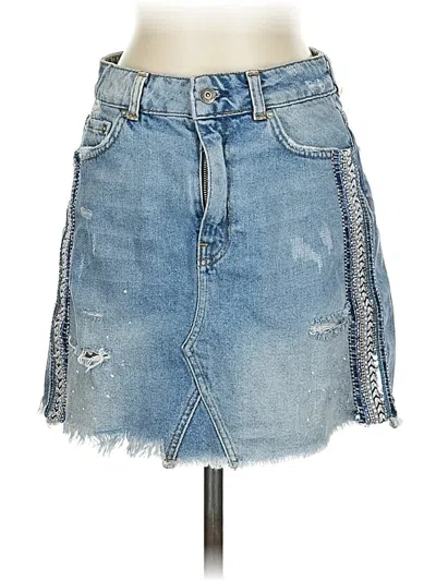 Pre-owned Free People Denim Skirt In Blue