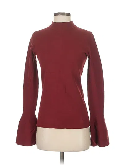 Pre-owned Diane Von Furstenberg Long Sleeve Top Burgundy Turtleneck Tops