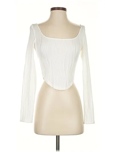 Fashion Long Sleeve Top Ivory Sweetheart Neckline Tops In White