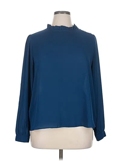 Pre-owned Ann Taylor Loft Outlet Long Sleeve Blouse In Blue