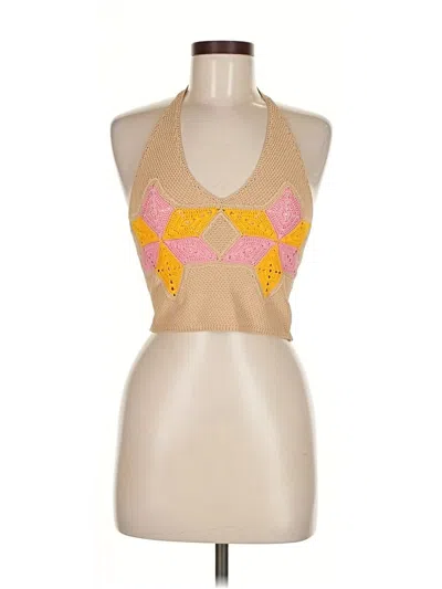 Sandro Sleeveless Top Tan Halter Neckline Tops In Neutral